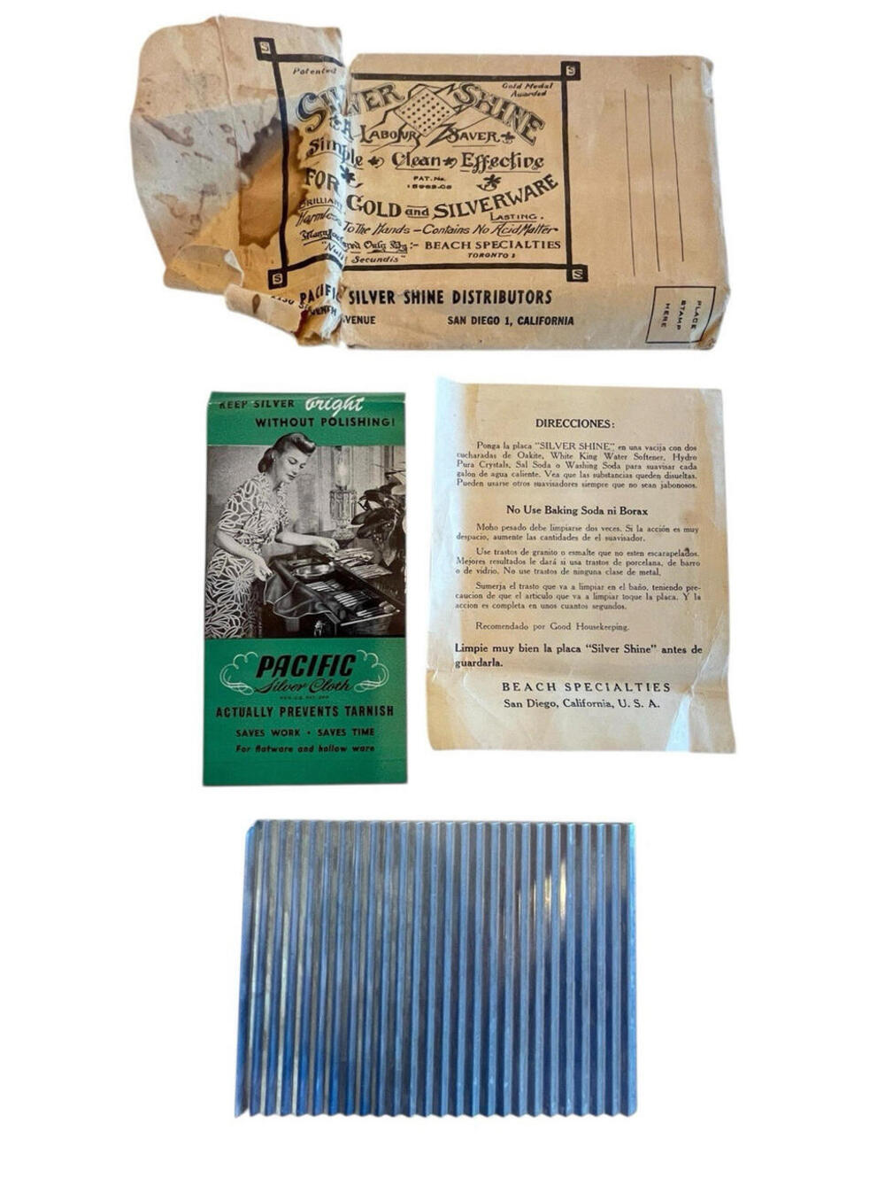 Vintage 1910 Silver shine plate with spanish & english Env Pacific brochure 2834